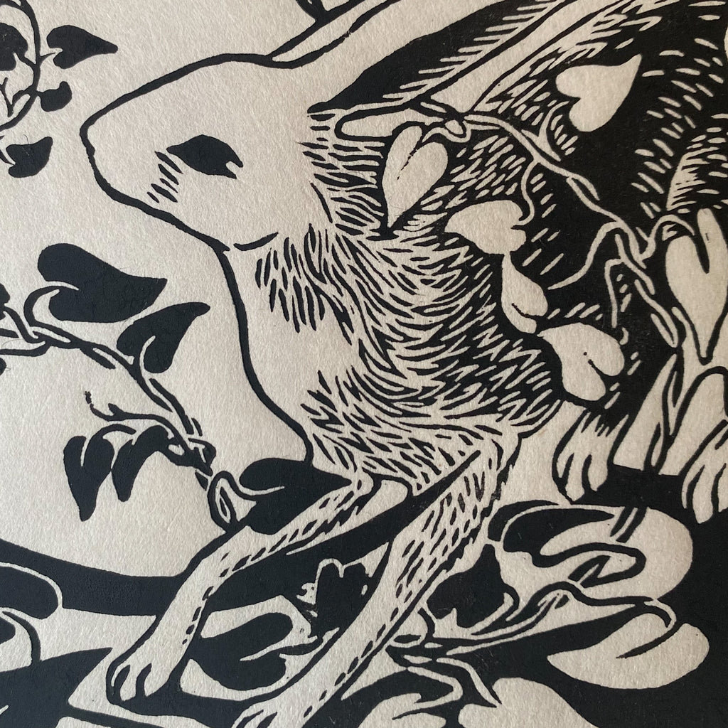 Moonflower linocut print - Folklorika
